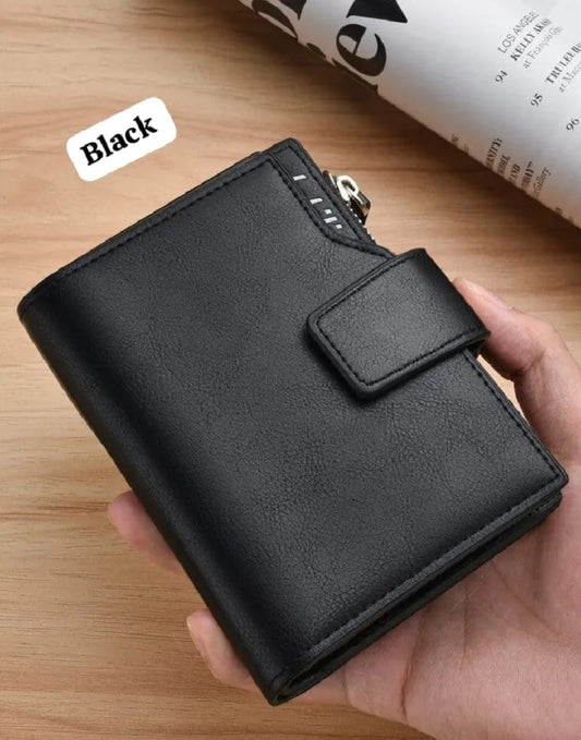 Premium Zip & Snap Leather Wallet