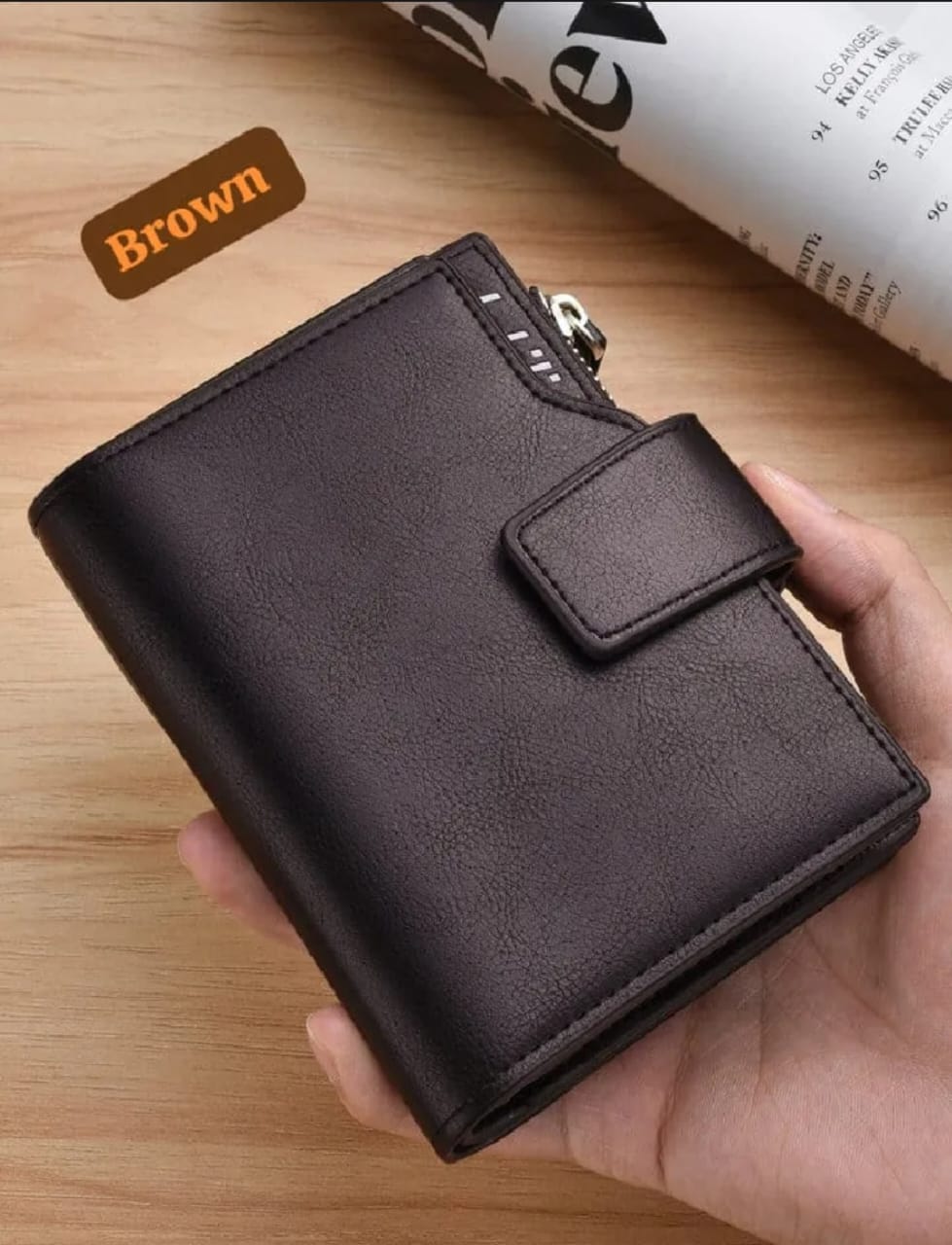 Premium Zip & Snap Leather Wallet