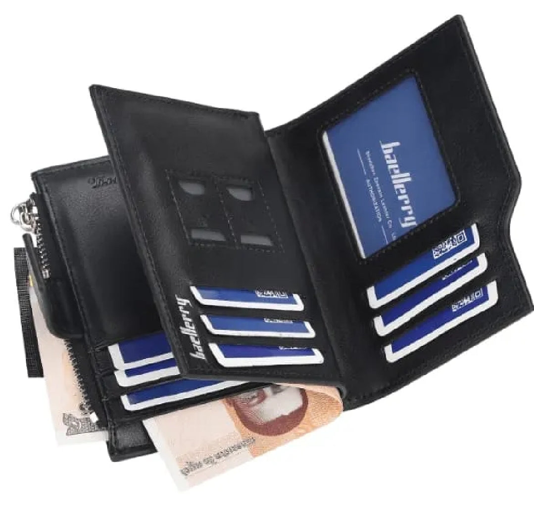 Premium Zip & Snap Leather Wallet