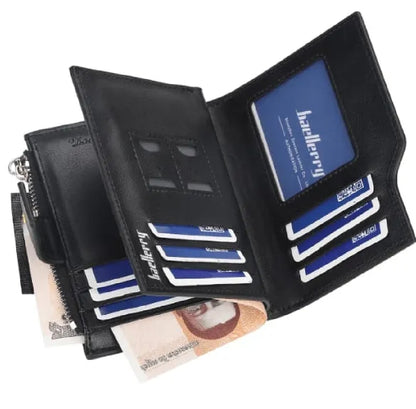 Premium Zip & Snap Leather Wallet