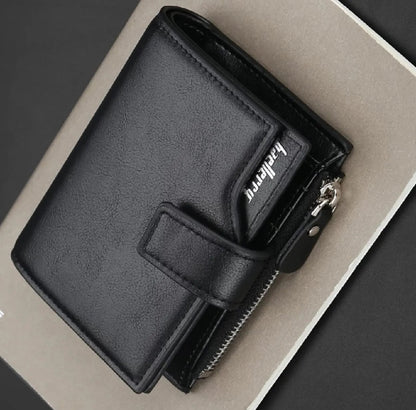 Premium Zip & Snap Leather Wallet